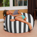 Posh Creations Bean Bag Chair for Kids, Teens, and Adults Includes Removable and Machine Washable Cover, Canvas Stripes Gray and White, 38in - Large by TinyTreasures Baby Boutique