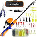 Urban Deco Kids Fishing Pole Set Portable Telescopic Kids Fishing Rod and Reel Combo Kit with Tackle Box for Beginners, Boys,Girls,Youth,Children by TinyTreasures Baby Boutique