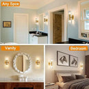 Gold Crystal Wall Sconces Set of Two, Wall Sconce Set of 2, Brass Sconces Wall Lighting with K9 Crystal Lampshade, Wall Lights for Bedroom Living Room Bathroom Hallway by CozyNest Decor