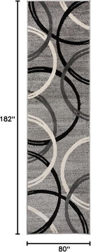 Rugshop Modern Wavy Circles Design Runner Rug 2'7" x 6' Gray by TinyTreasures Baby Boutique