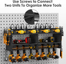 CCCEI Modular Power Tool Organizer Wall Mount Charging Station, Black 6 Drills Holder with 8 Plug Power Strip 10FT, Garage Drill Battery Heavy Duty Metal Shelf, Utility Rack with Hooks, Side Storage. by GreenHaven Gardens
