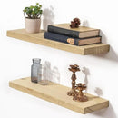 Fun Memories Floating Shelves for Wall Decor, 24"x8" Rustic Reclaimed Wood Shelves, Heavy-Duty Wall Mounted Shelves with Invisible Brackets, Set of 2for Living Room, Bedroom, Kitchen, Natural Finish by CozyNest Decor