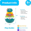 PlenPLAY Baby Tummy Time Toys - Dino Stacking Toys for Age 6+ Months, Weeble Wobble Toys for Babies 6 9 12 Months, Stacking Rings STEM Learning Toy, Sensory Learning Toy (Dinosaur), Small, Blue by TinyTreasures Baby Boutique