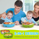 Nuogo 2 Pcs Stainless Steel Baby Suction Plates with Removable Silicone Shell 2-in-1 Metal Toddler Bowl Divided for Picky Eaters Kids Feeding Led Weaning Supplies, Dishwasher Safe (Green, Blue) by TinyTreasures Baby Boutique