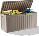 75 Gallon Resin Deck Box, Lockable Patio Outdoor Storage Box for Furniture, Garden Tools and Tools Storage, Waterproof Outside Storage Boxes - Grey by CozyNest Decor
