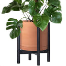 D'vine Dev Terracotta Planter with Ebony Stand - 12 Inch Modern Round Flower Pot with Wood Planter Holder, Terracotta, 55-B-H-5 by CozyNest Decor