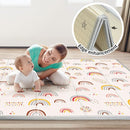 Foldable Baby Play Mat, PIGLOG 50x50 Playpen Mat, Safe Foam Playmat for Tummy Time, Waterproof Playmats for Babies and Toddlers Kids, Reversible Portable Baby Floor Mat for Infant, Rainbow Rain by TinyTreasures Baby Boutique