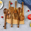 Wooden Utensils for Cooking, Premium Teak Healthy Spoons, Wooden Spoons for Cooking, Durable Eco-Friendly and Safe Teak Cooking Spoon, Cooking Gifts for Mom (set of 6) and Hooks by CozyNest Decor