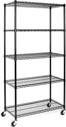 Seville Classics UltraDurable Heavy Duty NSF Solid Steel Wire Rack Storage Unit, Organizer for Garage, Warehouse, Office, Restaurant, Classroom, Kitchen, Black, 5-Tier Shelving, 36" W x 18" D by CozyNest Decor