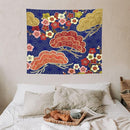 HZOHNAGO Japanese Tapestry Art Abstract Colorful Cherry Blossom Blue Background Pattern Printed Wall Tapestry Painting Wall Hanging for Bedroom Living Room Dorm 60" W x 50" H by CozyNest Decor
