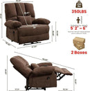 Oversized Power Recliner Chair 350lb with Hidable Cup Holders, Extra Wide Large Big Electric Recliner Chair with Lumbar Support Pillow Nursery Chair Living Room (Power, BROWN-ET6008) by CozyNest Decor