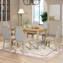 7-Piece Farmhouse Dining Set Classic Rustic Table and 6 high-back design Chairs for Dining Room, Kitchen (Natural Wood Wash)