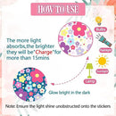 Glow in The Dark Y2k Cute Flowers Wall Decals，Glowing Luminous Colorful Floral Wall Stickers Colorful Removable self-Adhesive Preppy Hippie Stickers for Girls Bedroom by CozyNest Decor
