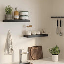Floating Shelves for Wall, 24" W x 6.7" D x 1.5" H, Wooden Wall Mounted Display Shelves with Invisible Brackets for Living Room, Bedroom, Bathroom, Kitchen Decor and Storage, Set of 2, Black by CozyNest Decor