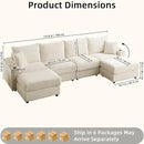 Modular Sectional Sofa Couch, Plush Corduroy Fabric Sectional Couches for Living Room with USB Charging Ports, Phone Holders, and Multi-Functional Storage Armrests (White, 4set+2ottoman) by CozyNest Decor