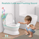 2-in-1 Toddler Potty Training Toilet - Larger Potty Chair & Detachable Training Seat for Boys & Girls Ages 1-3 with Flushing Sound, Wipes Storage, Toilet Paper Holder - Cyan by TinyTreasures Baby Boutique