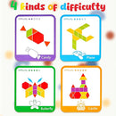 LovesTown 209 PCS Shapes Wooden Pattern Blocks for Kids,Geometric with Activity Cards and Storage Bag, Educational Tangram Puzzles,Great Learning Gift from Parents or Teachers by TinyTreasures Baby Boutique