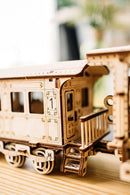 Wood Trick Wooden Toy Train Set with Railway - 34x7″ - Locomotive Train Toy Mechanical Model Kit - 3D Wooden Puzzles for Adults and Kids to Build - Engineering DIY Models for Adults to Build by TinyTreasures Baby Boutique