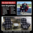 CITYBONFIRES The Chair Blanket – Reversible, Waterproof & Sherpa-Lined - Stretchable Elastic Back - Original Patio Chair Cover – Ideal for Homes and Outdoor Furniture- with Carry Pouch – Grey Plaid by GreenHaven Gardens