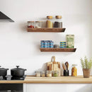 16"x6.8"x1.6" Slanted Floating Wall Shelves 2-Pack - Rustic Brown Finish, Heavy-Duty Solid Wood Design with Hidden Brackets - Perfect for Living Room, Kitchen, Bathroom, or Office by CozyNest Decor
