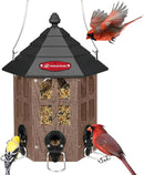 Kingsyard Wild Bird Feeder for Outdoor Hanging, Recycled Plastic Bird Feeders with 6 Ports & U-Shape Perch, Garden Yard Outside Decoration, 3.5 lbs Seed Capacity, Brown by GreenHaven Gardens