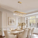 Modern Gold Crystal Chandelier,Rectangular K9 Crystal Raindrop Light Fixture,6 Light Rectangle Chandeliers for Dining Room Living Room Kitchen Island L31.5''xW10''xH10'' by CozyNest Decor