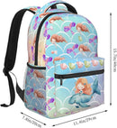 Girls Mermaid & Whale Print School Backpack, Cute Ocean-Themed Book Bag for Kids Girls Boys, Waterproof Lightweight Ergonomics Backpack for Age 3-12, Ideal for School & Outdoor Activities by TinyTreasures Baby Boutique