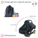 Stroller Sun Shade - Universal UV Protection Cover for Strollers Sunshade with See Through, Clip-On Sun Blocker, Sun Shield for Baby, Breathable Adjustable Fit, Full Coverage, M Black by TinyTreasures Baby Boutique