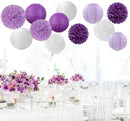 Purple-White Lavender Party Decorations Paper Flowers Lanterns - 15PCS Birthday Graduation Tissue Pom Poms Streamers, Baby Bridal Shower Wedding Retirement Bachelorette Hanging Supplies Decor Hugfond by CozyNest Decor