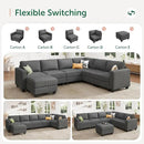 HONBAY Corduroy Sectional Sofa with Storage, U Shape Modular Sectional Sofa with Chaise, Modular Couches for Living Room, Dark Gray by CozyNest Decor