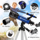 Telescope for Kids & Adults, 70mm Aperture 360mm Refractor (15X-150X) Telescope for Astronomy Beginners, Portable Travel Telescopes with Phone Adapter & 2 Eyepieces by TinyTreasures Baby Boutique