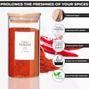 12 Pcs Glass Spice Jars With Bamboo Airtight Lids, 10oz Thicken(2.4mm) Spice Containers With 148 Minimalist Preprinted Waterproof Spice Labels, Kitchen Empty Small Storage Jars For Seasoning, Herb by CozyNest Decor