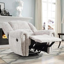 CANMOV Manual Recliner Chair, Classic and Traditional Manual Recliner Chair with Comfortable Arms and Back Single Sofa for Living Room, White Grey by CozyNest Decor