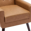 UIXE PU Leather Accent Chairs Set of 2, Modern Arm Club Chair Upholstered Armchair for Living Room, Comfy Single Sofa Seats Button Tufted Reading Seating, Brown by CozyNest Decor