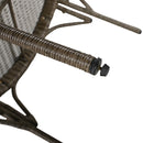 4-Piece Rattan Outdoor Patio Conversation Set with Seating Set for 5 and Coffee Table for Porch, Backyard and Garden (Brown Grey)