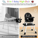 6 in 1 Baby High Chair for Babies and Toddlers, Booster Seat, Kids Learning Table & Chair (Black) by TinyTreasures Baby Boutique