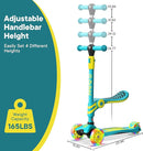 Aqua & Yellow 3 Wheel Scooter with Seat for Kids – Light-Up LED Wheels, Adjustable Handlebar and Seat, Smooth PU Wheels, Wide Anti-Slip Deck, Rear Foot Brake – Toddler Outdoor Toys for Ages 2+ by TinyTreasures Baby Boutique