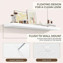 RICHFOCUS 55Inch Floating Shelves for Wall 1 Pack Shelves for Bedroom|Kitchen|Bathroom Wall Mounted Rustic Wood Floating Shelf with Invisible Brackets for Books|Storage|Decor, White by CozyNest Decor