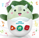 Baby Dinosaur Toys 0-3-6-12 Months, Musical Infant Toys with Light & Sounds, Soft Plush Stuffed Animal, Newborn Boys Girl 1st Birthday Shower Gift, Roly-poly Sensory Tummy Toy Easter Egg Gifts by TinyTreasures Baby Boutique