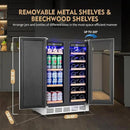 Wine and Beverage Refrigerator, 24 Inch Stainless Steels Beverage Fridge Dual Zone, Wine Beverage Cooler Built-in or Freestanding with Upgraded Cooling, 20 Bottles and 88 Cans Large Capacity by CozyNest Decor
