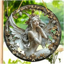 Flower Fairy Garden Decorations Angel Wing Christmas Halloween Deco Statue Art Elf Sculpture Hanging Craft for Outdoor Yard Courtyard Lawn Patio Window Acrylic Ornament Home Gift (C,L: 8*8 IN) by CozyNest Decor