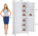 75" H Metal Storage Cabinet, Pantry with 6 Door Shelves and 4 Adjustable Shelves, Leveling Foot for Kitchen, Living Room and Dinning Room, White by CozyNest Decor