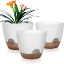 Plant Pots 10/9/8 Inch Self Watering Pots, Set of 3 Plastic Planters with Drainage Holes and Saucers,Plastic Flower Pots,Nursery Planting Pot for Indoor Out Door Plants（White） by GreenHaven Gardens