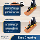 Yocada Sponge Mop Home Commercial Use Tile Floor Bathroom Garage Cleaning Total 2 Sponge Heads NOT 3 Telescopic Handle Squeegee from 42.5 to 52 Inches Easily Dry Wringing only 2 Heads by GreenHaven Gardens
