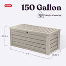 Keter Westwood 150 Gallon Resin Large Outdoor Storage Box for Patio Furniture, Outdoor Cushions, Garden Tools and Pool Floats, Beige by GreenHaven Gardens