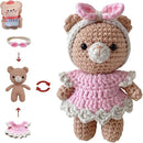LoopMap Crochet Kit for Beginners - DIY Amigurumi Bear with Removable Dress & Accessories - Step-by-Step Video Tutorials, Extra Yarn, Crochet Tools, Handmade Gift for Kids & Adults (Bear K01, Pink) by TinyTreasures Baby Boutique