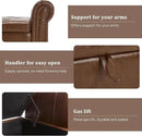 Furniliving 55” End of Bed Bench, Bedroom Bench with Button-Tufted, Large Upholstered Storage Ottoman Entryway Bench with Storage Shoe Cabinet Bench, for Bedroom, PU, Brown by CozyNest Decor