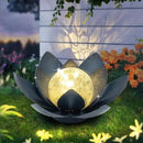 Huaxu Solar Lights Outdoor Garden Decor Crackle Glass Globe Lotus Flower Gray Metal Waterproof Light for Patio, Lawn, Walkway, Tabletop, Ground,Christmas Gifts for Mom,Women by GreenHaven Gardens