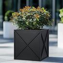 Metal Square Planter Box Tall Planters for Outdoor Plants Modern Heavy Duty with Drainage Holes for Outside Indoor Patio Deck - Black, 17”x 17”x 18” by CozyNest Decor