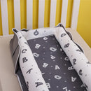Baby Lounger for Newborn Portable Bag,Baby Nest Play Gym mat with Strap,Newborn Lounger Adjustable Size & Inner Zipper Lengthen Space to 24 Months(Letter Gray) by TinyTreasures Baby Boutique